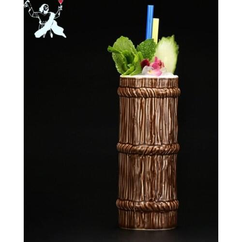 410ml Chinese Retro Bamboo Ceramic Tiki Mug Creative Porcelain Beer Wine Mug Cup Cocktail Cup Personalized Ceramic Cups