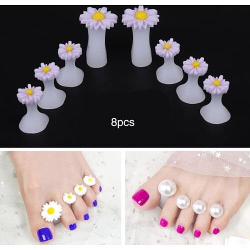 Flower Heart Shape 7Pcs/set Nail Tools Nail Silicone Finger Splitter Toe daisy Drops Rhinestone Toe Separator Nail Art Tools