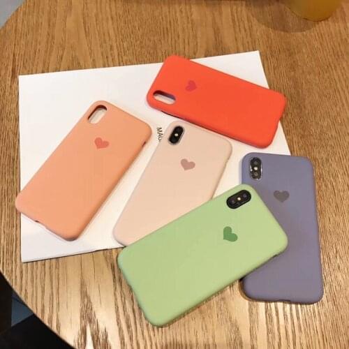 Luxury Solid Color Macarons Love Heart Phone Case For iPhone XS X Max XR Soft Silicone Cover Coque For iPhone 7 8 6 6s Plus Case