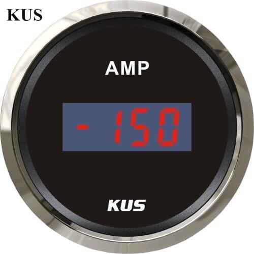 KUS 52mm Digital Ammeter+/--150A with ampere/current sensor black face for truck car inboat outboat yacht marine