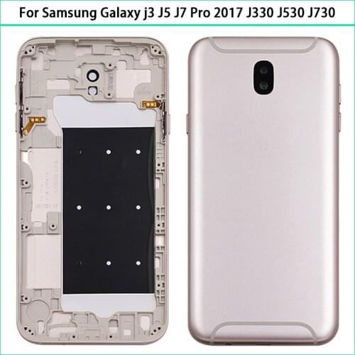 New J3 j330 Battery Cover For Samsung Galaxy J5 J530 / J7 Pro j730 2017 Back Cover +Middle Frame Rear Metal Chassis Housing Case