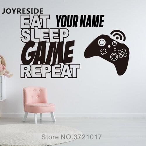 Game Quotes Gaming Wall Decals Art Funny Wall Stickers Home Kids Game Play Rooms Decor Vinyl Wall Decal Gamepad Design M285