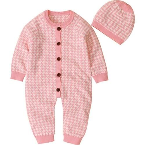 Baby Autumn Winter Clothing Newborn Baby Girl Boy Fashion Clothes Knitted Cotton Romper Jumpsuit 2PCS Outfits