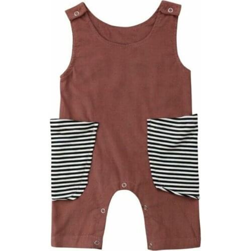 Girl Romper 2020 Newborn Baby Boy Girl Sleeveless Stripe Romper Jumpsuit One-Piece Clothes Size 0-24M