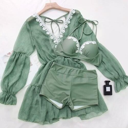 Ruffled Bikini Set Women Dress V-Neck High-Waisted Swimsuit 2021Girl Beach Bathing Suit Swimwear Biquinis