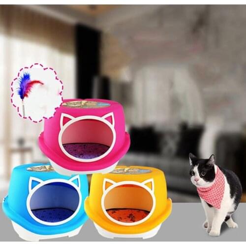 Pet Cat Kennel Basket With Cushion Puppy Four Seasons Plastic Bed House Kitten Sleeping Bag Mat Pad With Cushion Pets Supplies