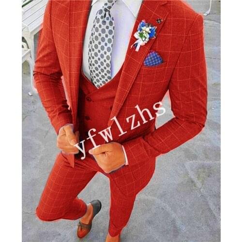 Handsome One Button Groomsmen Notch Lapel Groom Tuxedos Wedding Dress Men Suits Blazer Prom Dinner (Jacket+Pants+Tie+Vest) A158