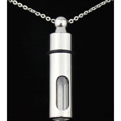 LYCOON Wholesale 1 pcs Free shipping 316L stainless steel inside clear glasses bottle pendant necklace men necklaces