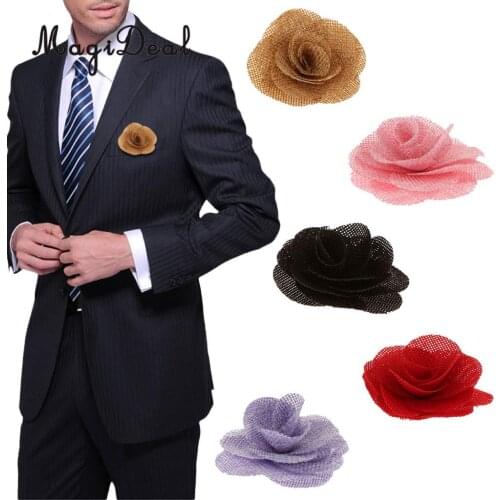 MagiDeal 10pcs/Lot 6.5cm Rustic Flower Rose Wedding Burlap Hessian Jute Vintage Decor Bride Bridegroom Corsage Wedding Supplies