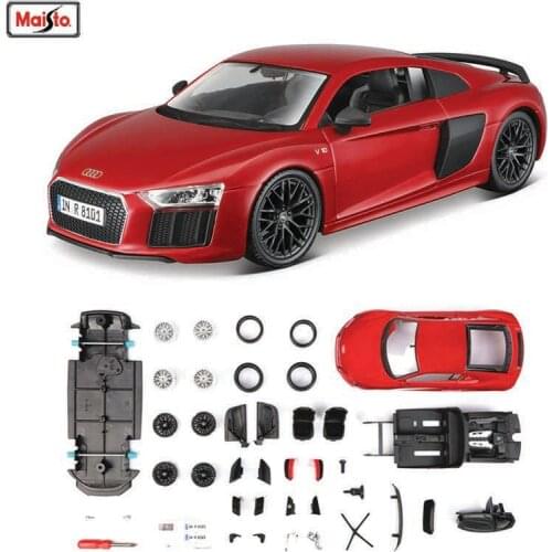 Maisto 1:24 Modified car AODI R8 V10 PLUS sports Assembled simulation alloy car model crafts decoration collection toy tools