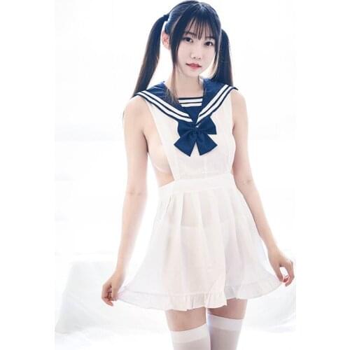 2020 New Sexy Costumes School Girls Cosplay Exotic Apparel For Women Sleeveless Bodysuit Adorable Swimsuit With Rosette