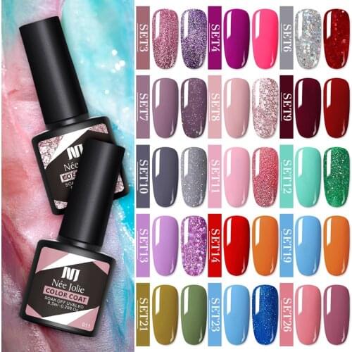 New nail polish set 2PCS solid color glitter series phototherapy glue Effect Gel Long Lasting Glitter Nail Gel
