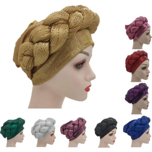 New design 2021 Turban Multicolored Good Elasticity Women Thick Braids Design Turban Cap for gorras hombre