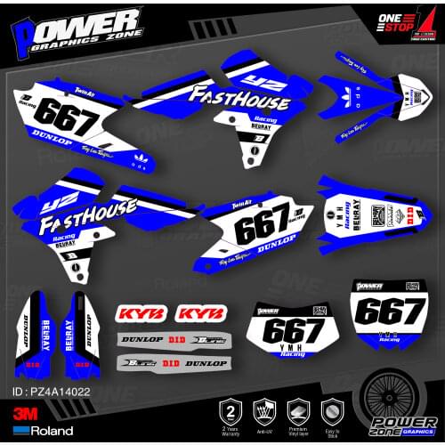 PowerZone Custom Team Graphics Backgrounds Decals 3M Stickers Kit For YAMAHA 14-18 YZ250F 15-18 YZ250FX WRF250 14-17 YZ450F 022