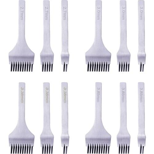 White Steel Stitching Lacing Punch Chisel Oblique Flat Cut Gear Pitch Tool Polished Prongs Leather Craft Hole Puncher
