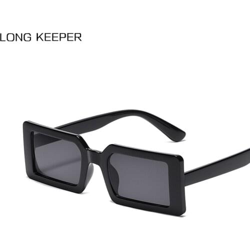 2020 Rectangular Sunglasses Women Black Thick Frame Sun Glasses Men Luxury Brand Travel Eyewear Fashion Vintage Retro Glasses