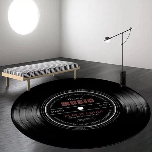 Retro Music Vinyl Red Record Round Carpet Living Room Bedroom Table Chair Non-Slip Floor Mat Bed Blanket