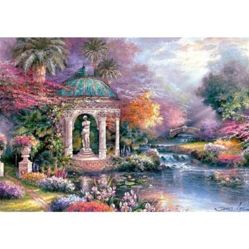Needlework Diamond Embroidery Garden Pavilion Diamond Painting CrosStitch Handmade Mosaic Needlework Arts Crafts Home Decoration