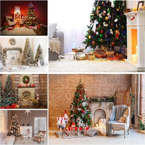 SHENGYONGBAO Christmas Theme Indoor Photography Background Christmas tree Fireplace Portrait Photo Backdrops 21712 YXSD-08