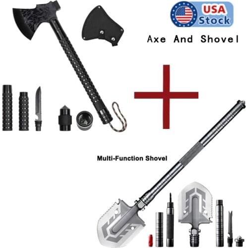 Foldable Camping Axe Shovel Multi-Tool Kit Survival Emergency Gear Portable Outdoor Axe Shovel Set Garden Tools Dropshipping