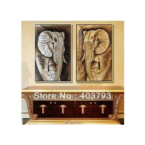 Modern abstract Oil Painting On Canvas huge wall art south asia style elephant Free shipping