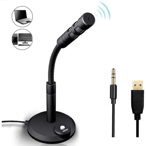 3.5mm Studio Microphone With Stand Holder USB Desktop Microphone Speech Microphone For PC Mini Notebook Computer