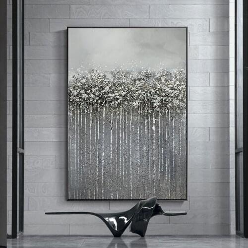 Thick Textured White Forest Abstract Canvas Handmade Oil Painting At Masterpiece Oil Painting