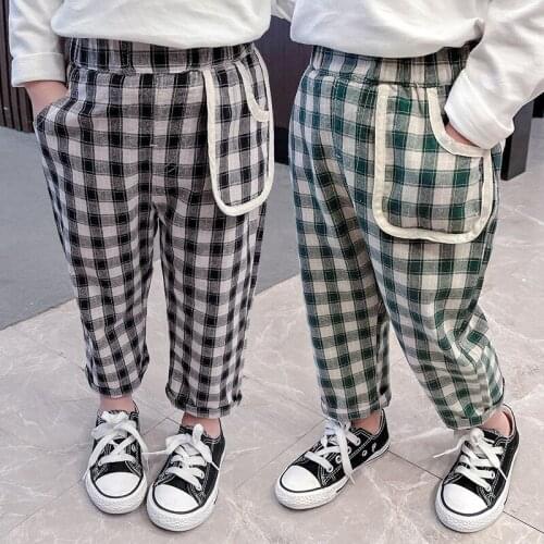 2021 Spring Autumn New Design Clothes Children Girls Plaid Long Pants Pantalones De Nina Dziewczece Spodnie
