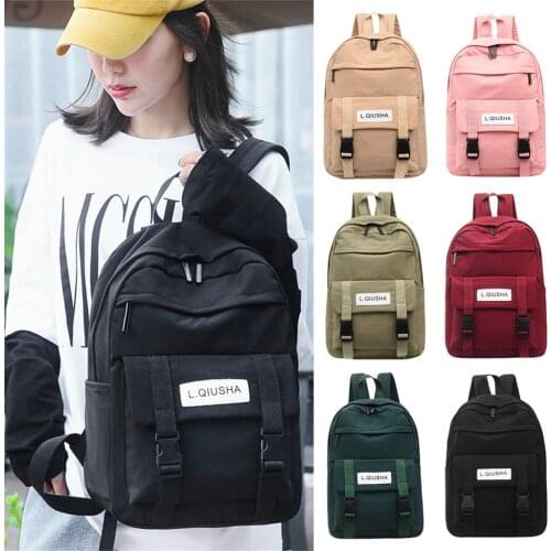 Large Capacity Solid Color Waterproof Nylon Casual Backpack School Bag Backpack Women New Korean Version Of All-match Bag#G30