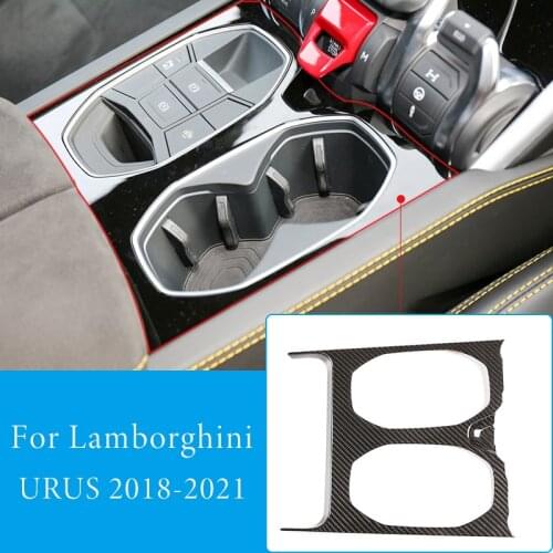 For Lamborghini URUS 18-21Real Carbon Fiber Car Interior Mouldings Central Control Water Cup Holder Panel Trim Cover Accessories