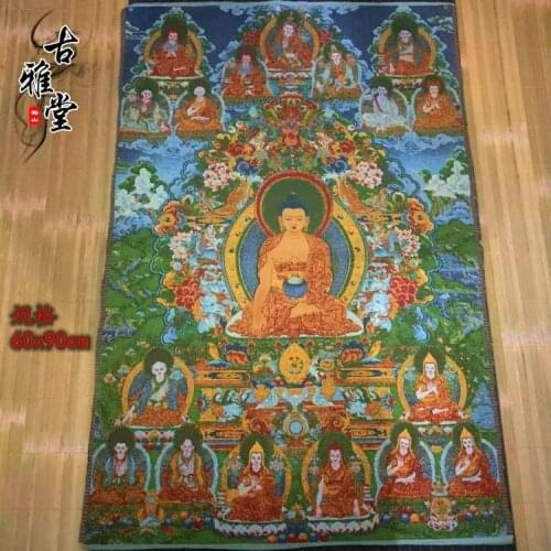 Thangka Embroidery Tibetan Thangka Tibetan Buddhism Silk Embroidery Brocade Buddha Statue of Sakyamuni