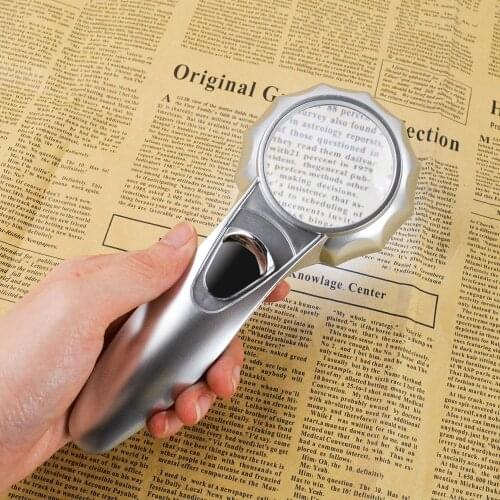 Top quality large 7X jewelers diamond magnifying loupe mirror glass with LED light old man reading magnifier lens