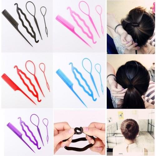 4/5PCS Hair Braiding Twist Curler Styling Set Hairpin Holding Hair Braiders Pull Hair Needle Ponytail DIY Tool Black/Rndom Color