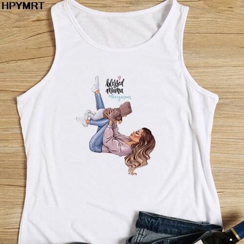 2021 Summer Women Vest Cartoon Super Mom Print Harajuku Lady Tank Tops Womens Graphic New Female sleeveless Top Clothing