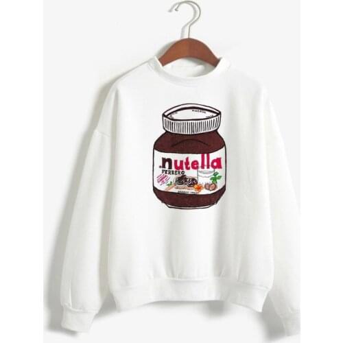 WomenS Sweatshirt Funny Nutella Hoodies Harajuku Long Sleeve Korean Pullover Hoodie Sudadera Mujer Women Clothes