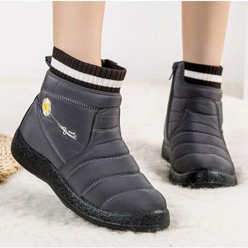 Women Boots 2021 New Women Winter Shoes Zipper Snow Boots Waterproof Fabric Winter Boots Shoes Women Flats Ankle