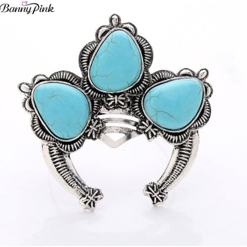 Banny Pink Chunky Turquoises Cluster Bangle Bracelet For Women Bohemia Stone Cuff Wristband Bangle large Alloy Wristlet Pulseras