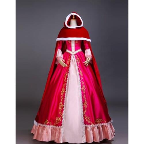 Cosplaydiy Beauty And The Beast Belle Dress With Red Cape Cloak Women Christmas Belle Dress Costume Custom Made L320