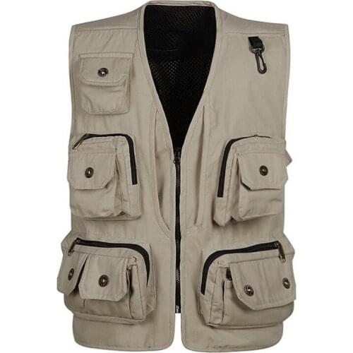2020 AUTUMN Spring Clothes Sleeveless Jacket Cargo Vest Mens Photography Fish Thin Waistcoat Plus Size XL-4XL