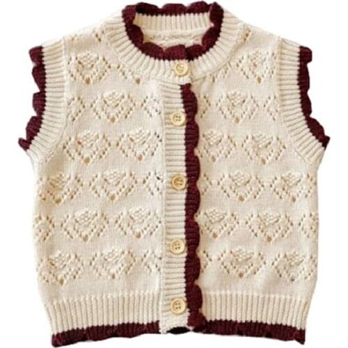 0-3Y Baby Girl Knitted Vest for Newborns Fashion Patchwork Sweater Coat 2021 Autumn New Cotton Soft Kids Clothes Boys Outfits