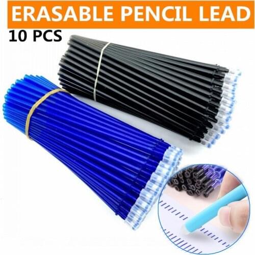 10Pcs/Set Office Gel Pen Erasable Refill Rod Magic Erasable Pen Refill 0.5mm Blue Black Ink School Stationery Writing Tool Gift