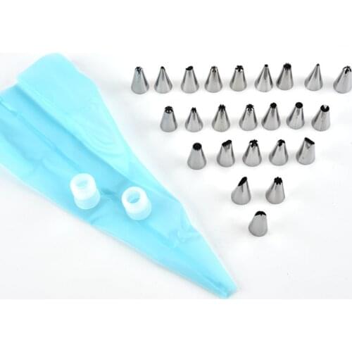 28Pcs/Set Dessert Decorators Stainless Steel Nozzle Set Silicone Pastry Bag Converter Pastry Tools Cake Decorating Tips