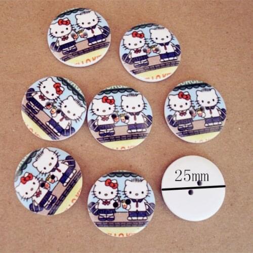 50pcs New 25mm KT Design 2 Holes Wooden Buttons Sewing Buttons Craft Scrapbooking Clothing Accessories K-28