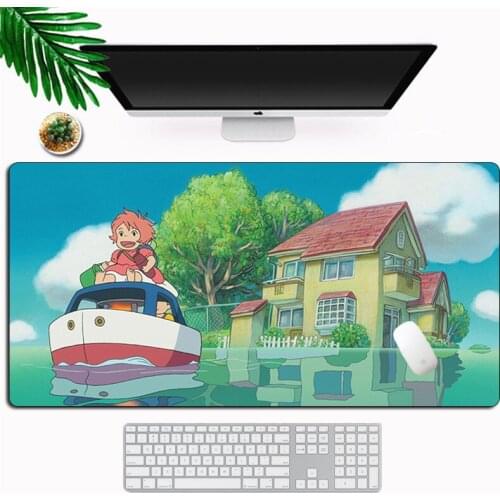60x30cm Ponyo On The Cliff XL Gaming Mouse Pad Computer Gamer Keyboard Mouse Mat Desk Anime Mousepad Locking Edge Laptop Mat