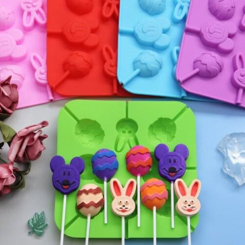 8 Even Bunny Mouse Easter Eggs Silica Gel Lollipop Mold Chocolate Mold with 20 Bang Bang XG268