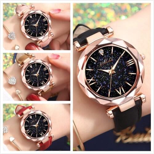 Fashion new frosted belt watch starry sky Roman scale ladies watch men and women casual all-match watch