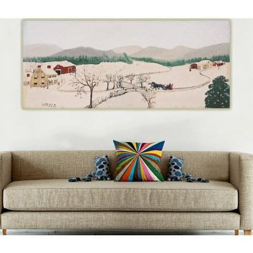 Citon Grandma Moses Anna Mary Robertson《Over the River to Grandmas House on Thanksgiving Day》Canvas Oil Painting Home Decoration