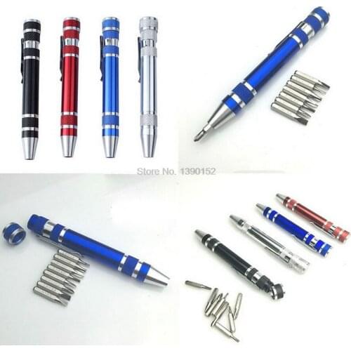 By dhl 500pcs useful 8 in 1 Screwdriver Set Pen Style Multi-Tool Screw Driver Repair Tools for Mobile Phone Hand Tools