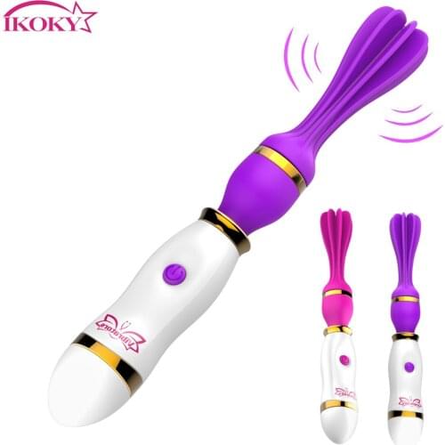 IKOKY Tongue Licking Clitoris Stimulate Female Masturbation Breast Massage 12 Speed AV Stick Rotation Oral Vibrator