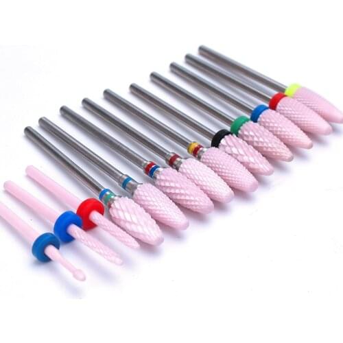 Nail Cone Tip Ceramic Drill Bits Milling Cutters Rotary Electric Manicure Polishing Grinding Equipment Accessories Tool